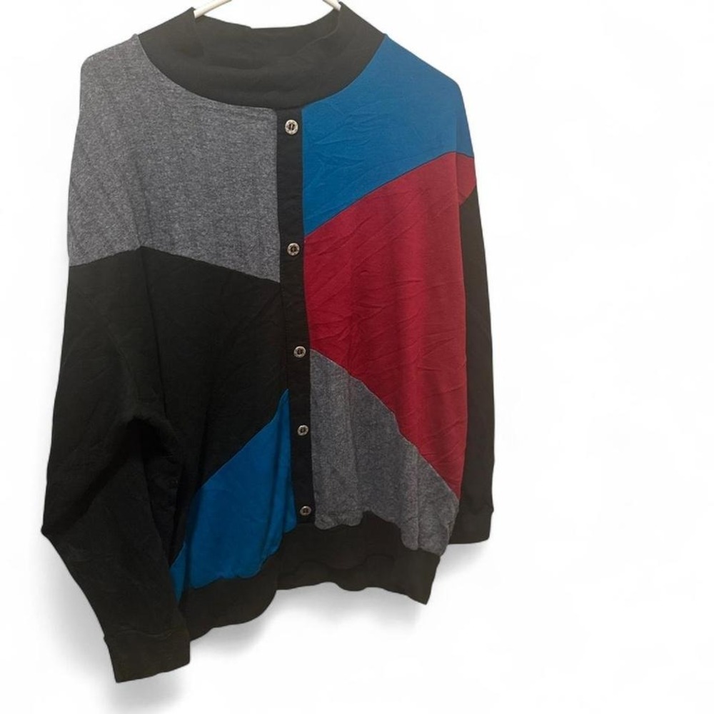 Vintage 90s Geometric Color Block Sweater Oversized 3X - Picture 4 of 5